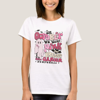 In October We Wear Pink For Breast Cancer Hallowee T-Shirt
