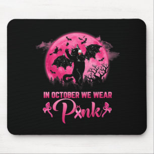 In October We Wear Pink Fun Cat Halloween Breast C Mouse Mat