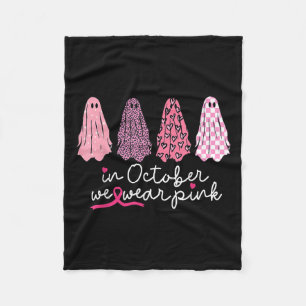 In October We Wear Pink Ghost Boo Halloween Breast Fleece Blanket