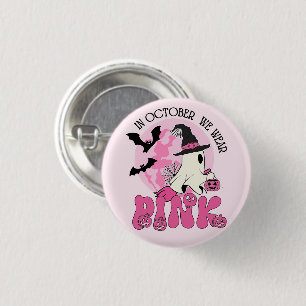 In October we Wear Pink Ghost Halloween 3 Cm Round Badge