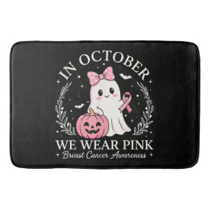 In October We Wear Pink Ghost Halloween Bath Mat