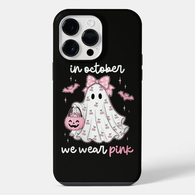 in October We Wear Pink Ghost Halloween iPhone Case (Back)