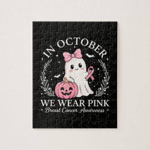 In October We Wear Pink Ghost Halloween Jigsaw Puzzle