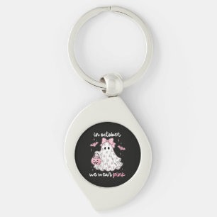 in October We Wear Pink Ghost Halloween Key Ring