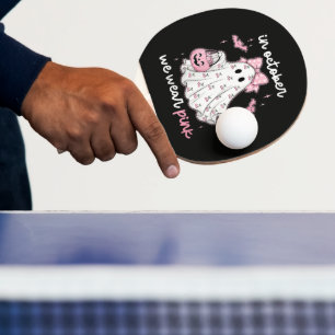 in October We Wear Pink Ghost Halloween Ping Pong Paddle