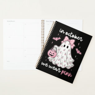 in October We Wear Pink Ghost Halloween Planner
