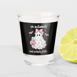 in October We Wear Pink Ghost Halloween Shot Glass