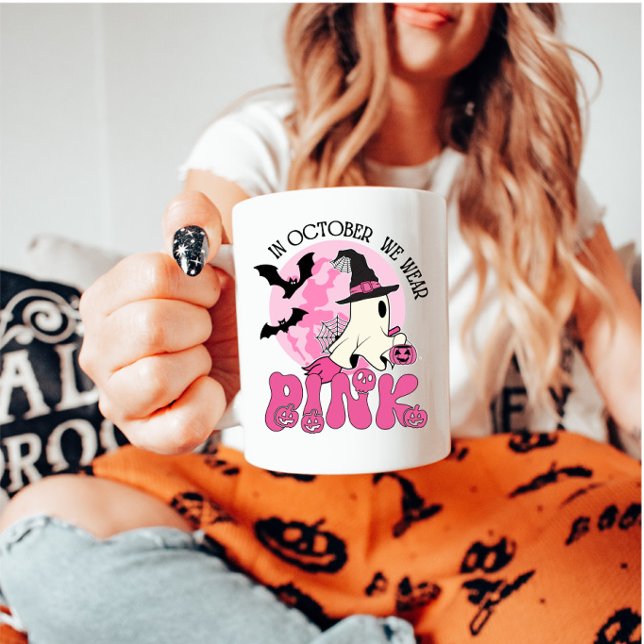 In October We Wear Pink Ghost Mug (Creator Uploaded)