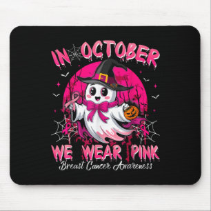 In October We Wear Pink Ghost Witch Breast Cancer Mouse Mat