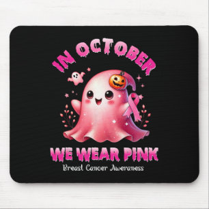 In October We Wear Pink Ghost Witch Breast Cancer Mouse Mat