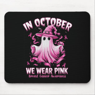 In October We Wear Pink Ghost Witch Breast Cancer Mouse Mat