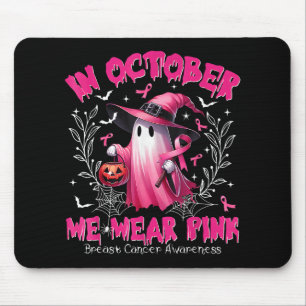 In October We Wear Pink Ghost Witch Breast Cancer  Mouse Mat