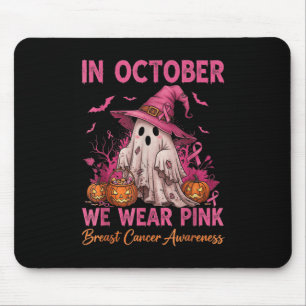 In October We Wear Pink Ghost Witch Breast Cancer Mouse Mat