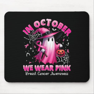 In October We Wear Pink Ghost Witch Breast Cancer Mouse Mat