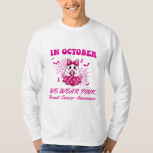 In October We Wear Pink Ghost Witch Breast Cancer T-Shirt