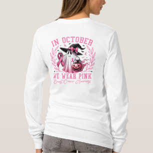 In October We Wear Pink Ghost Witch Breast Cancer T-Shirt