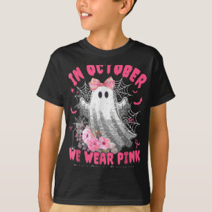 In October We Wear Pink Ghost Witch Breast Cancer T-Shirt