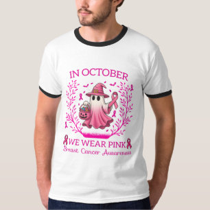 In October We Wear Pink Ghost Witch Breast Cancer  T-Shirt