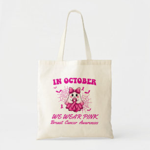 In October We Wear Pink Ghost Witch Breast Cancer  Tote Bag