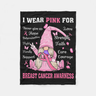 In October We Wear Pink Gnome Breast Cancer Awaren Fleece Blanket