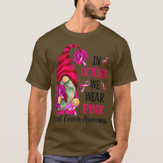 In October We Wear Pink Gnome Breast Cancer Awaren T-Shirt
