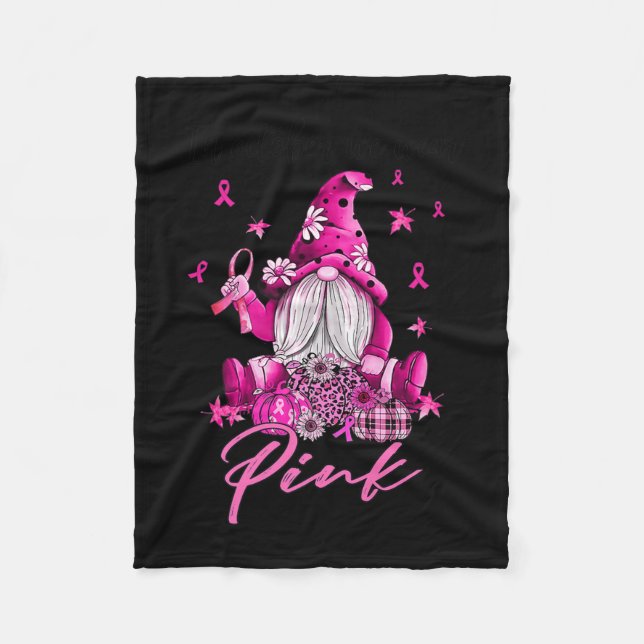 In October We Wear Pink Gnomes Breast Cancer Aware Fleece Blanket (Front)