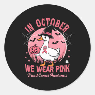 In October We Wear Pink Goose Breast Cancer Awaren Classic Round Sticker