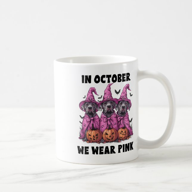 In October We Wear Pink Great Dane Halloween Breas Coffee Mug (Right)