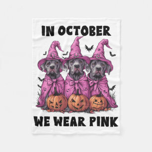 In October We Wear Pink Great Dane Halloween Breas Fleece Blanket