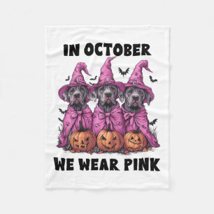 In October We Wear Pink Great Dane Halloween Breas Fleece Blanket