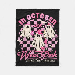 In October We Wear Pink Halloween Breast Cancer Aw Fleece Blanket