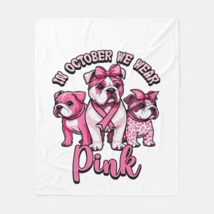In October We Wear Pink � Halloween Cute Dogs Brea Fleece Blanket