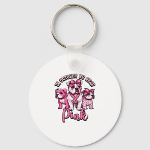 In October We Wear Pink � Halloween Cute Dogs Brea Key Ring