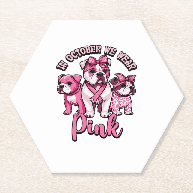 In October We Wear Pink � Halloween Cute Dogs Brea Paper Coaster (Front)