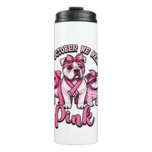 In October We Wear Pink � Halloween Cute Dogs Brea Thermal Tumbler