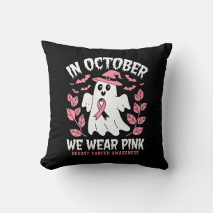 In October We Wear Pink Halloween Witch  Cushion