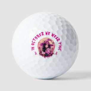 In October We Wear Pink Halloween Witch Golf Balls