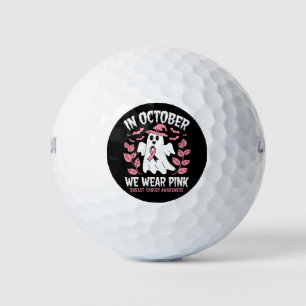 In October We Wear Pink Halloween Witch  Golf Balls