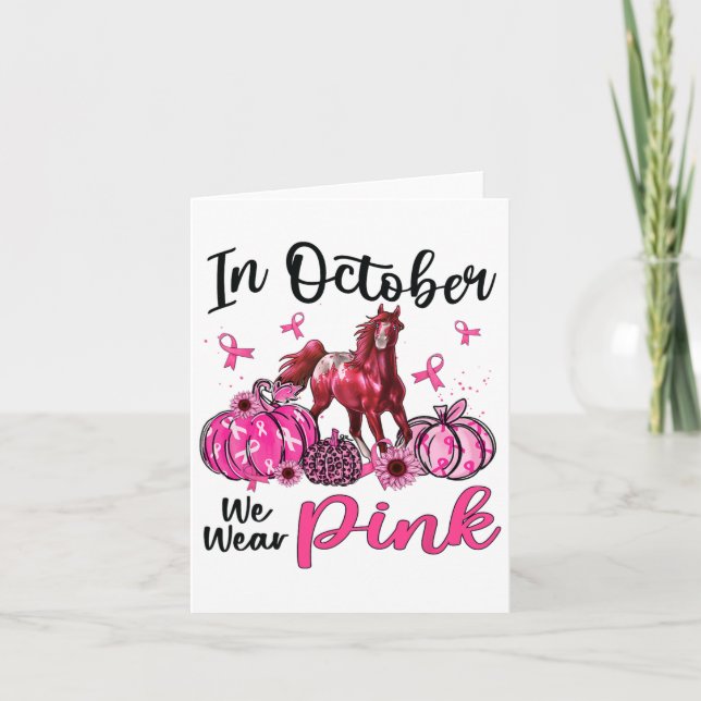 In October We Wear Pink Horse Pumpkin Leopard Brea Card (Front)