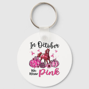 In October We Wear Pink Horse Pumpkin Leopard Brea Key Ring