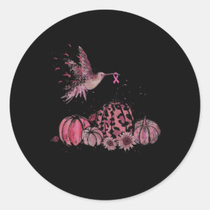 In October We Wear Pink Hummingbird Breast Cancer Classic Round Sticker