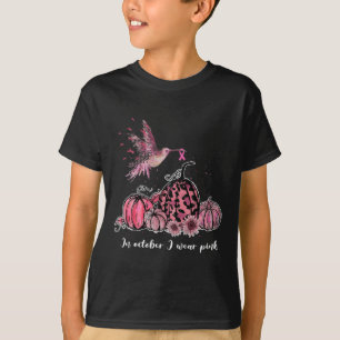 In October We Wear Pink Hummingbird Pumpkin Breast T-Shirt