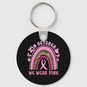 In October We Wear Pink Leopard Breast Cancer Awar Key Ring