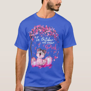In October We Wear Pink Leopard Cat Breast Cancer T-Shirt