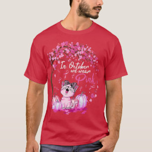 In October We Wear Pink Leopard Cat Breast Cancer T-Shirt
