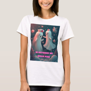 In October We Wear Pink Nurse Ghost Halloween 2025 T-Shirt