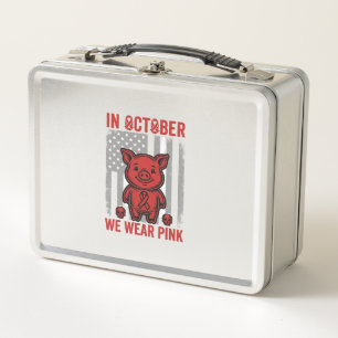 In October We Wear Pink Pig Awareness Design_1 Metal Lunch Box