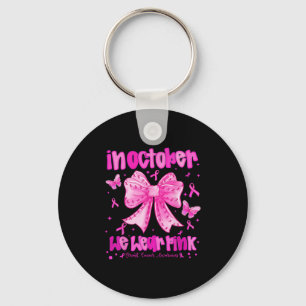 In October We Wear Pink Preppy Coquette Bow Breast Key Ring