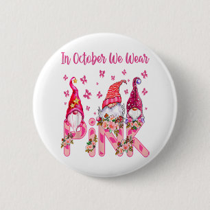 In October We Wear Pink Pumpkin Breast Cancer Hall 6 Cm Round Badge