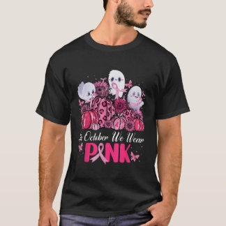 In October We Wear Pink Pumpkin Leopard Ghost Brea T-Shirt